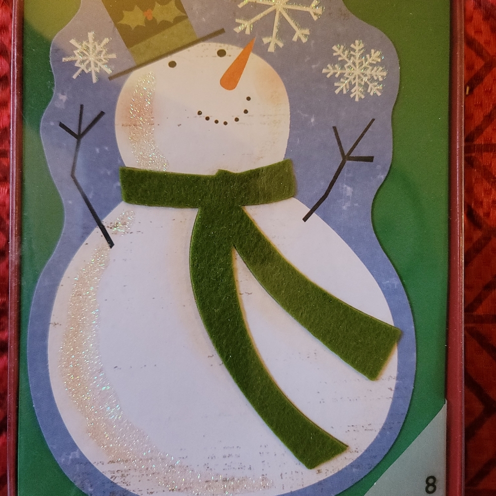 Snowman Christmas cards, snowflakes